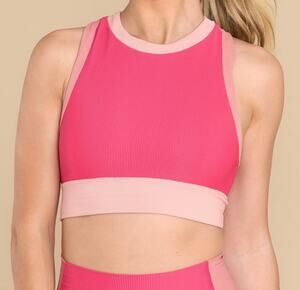 Beach Riot Gwen Top Sports Bra Rouge Color Block Size XL